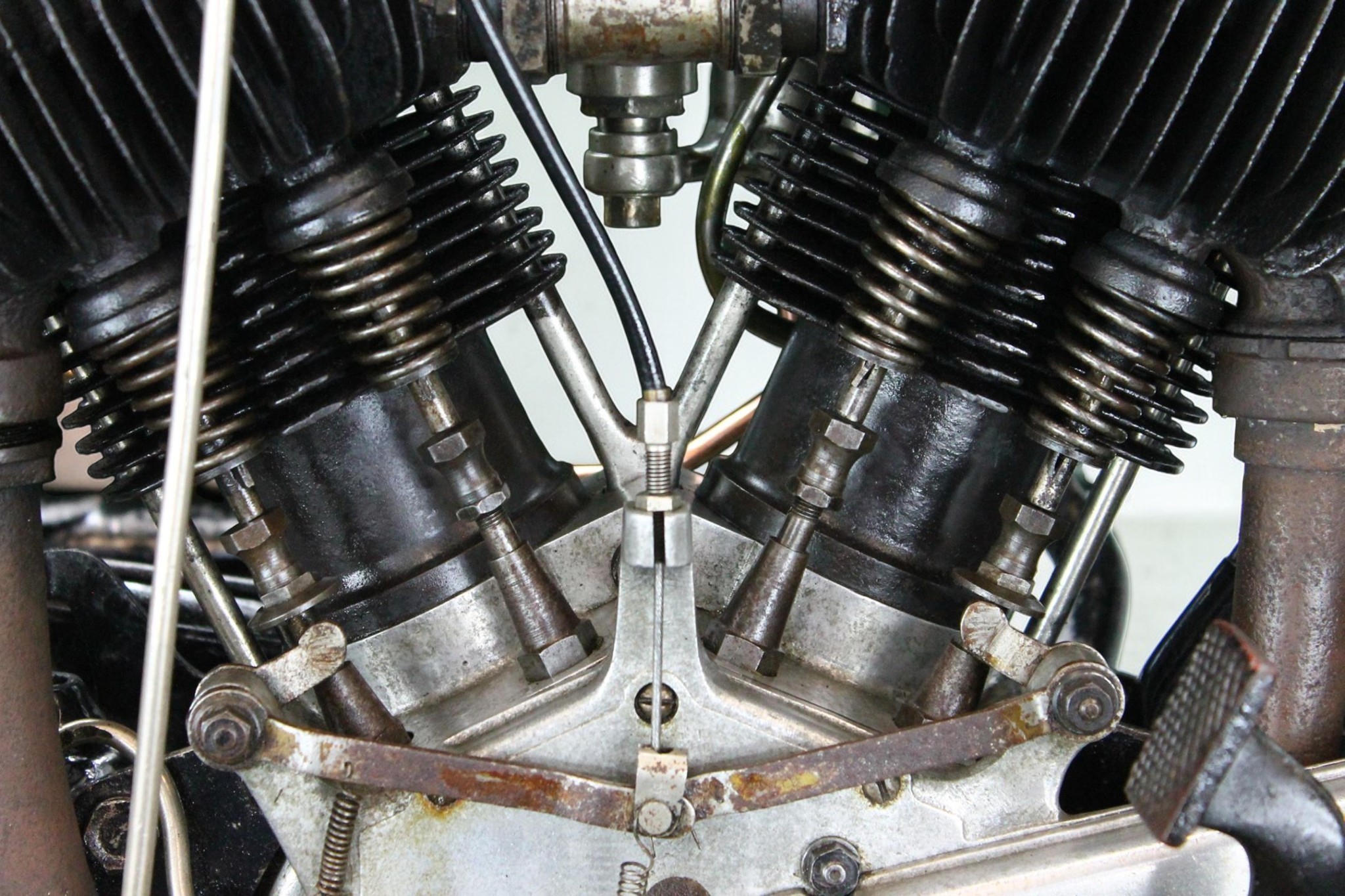 1924 AJS Model D with Sidecar engine close view