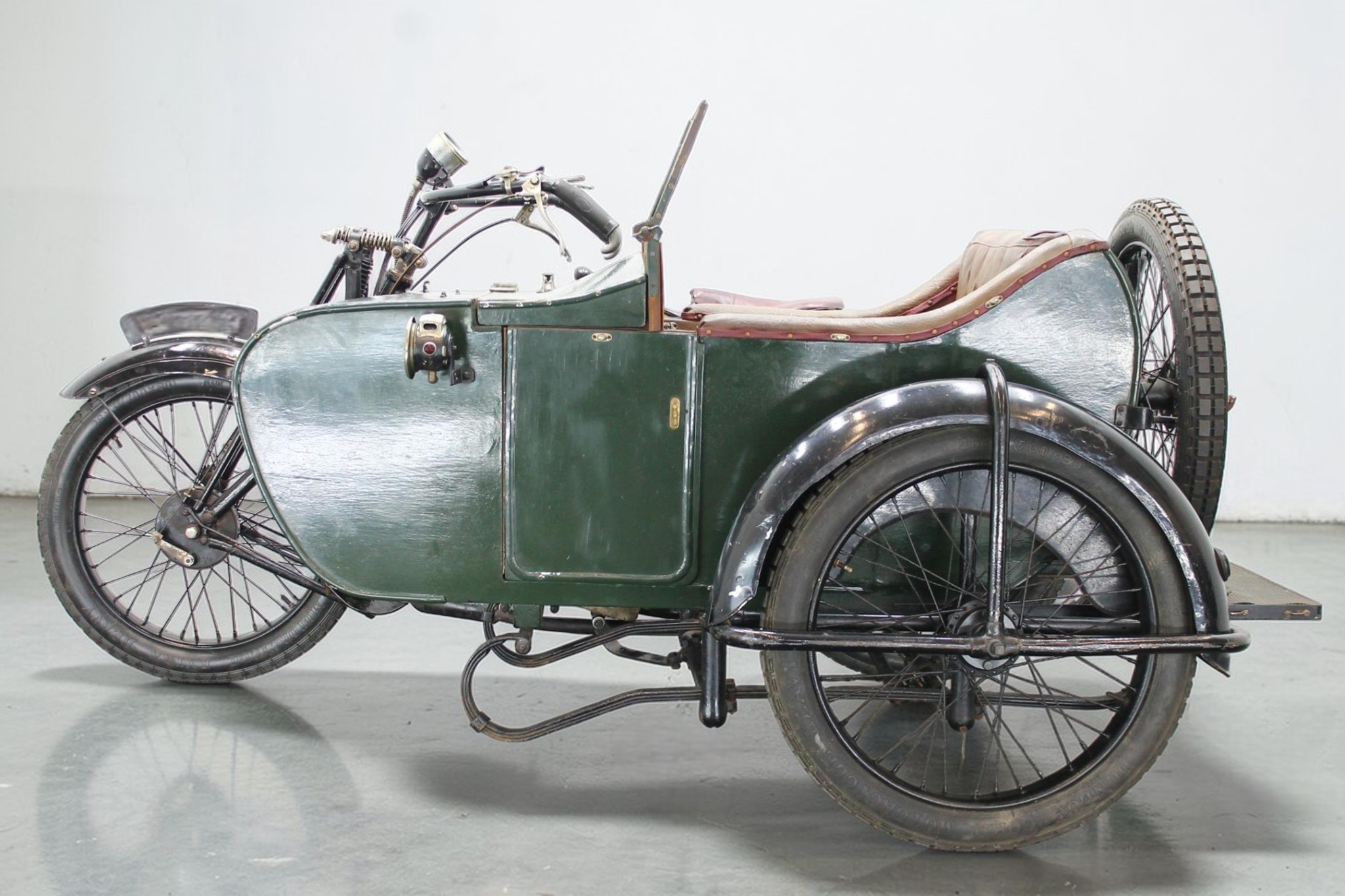 1924 AJS Model D with Sidecar main left view