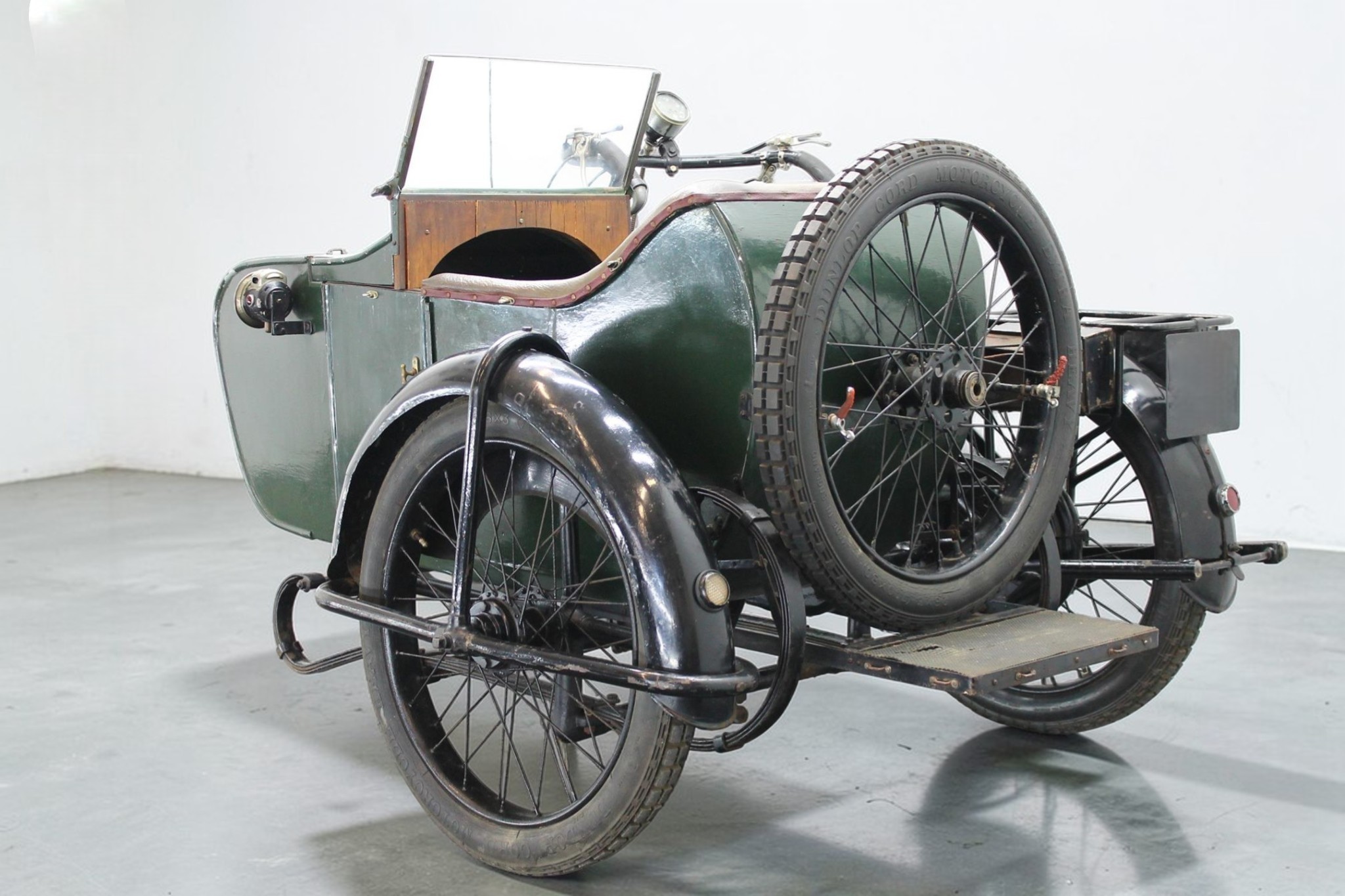 1924 AJS Model D with Sidecar rear left view