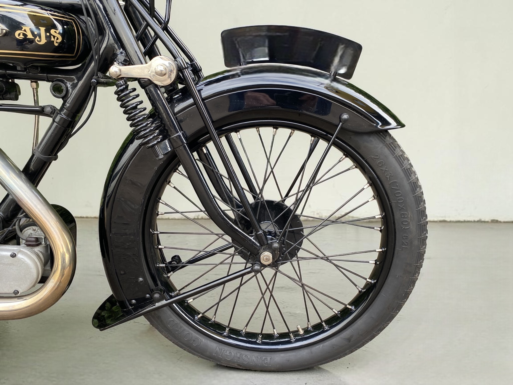 1928 AJS Model G8 front wheeldetail