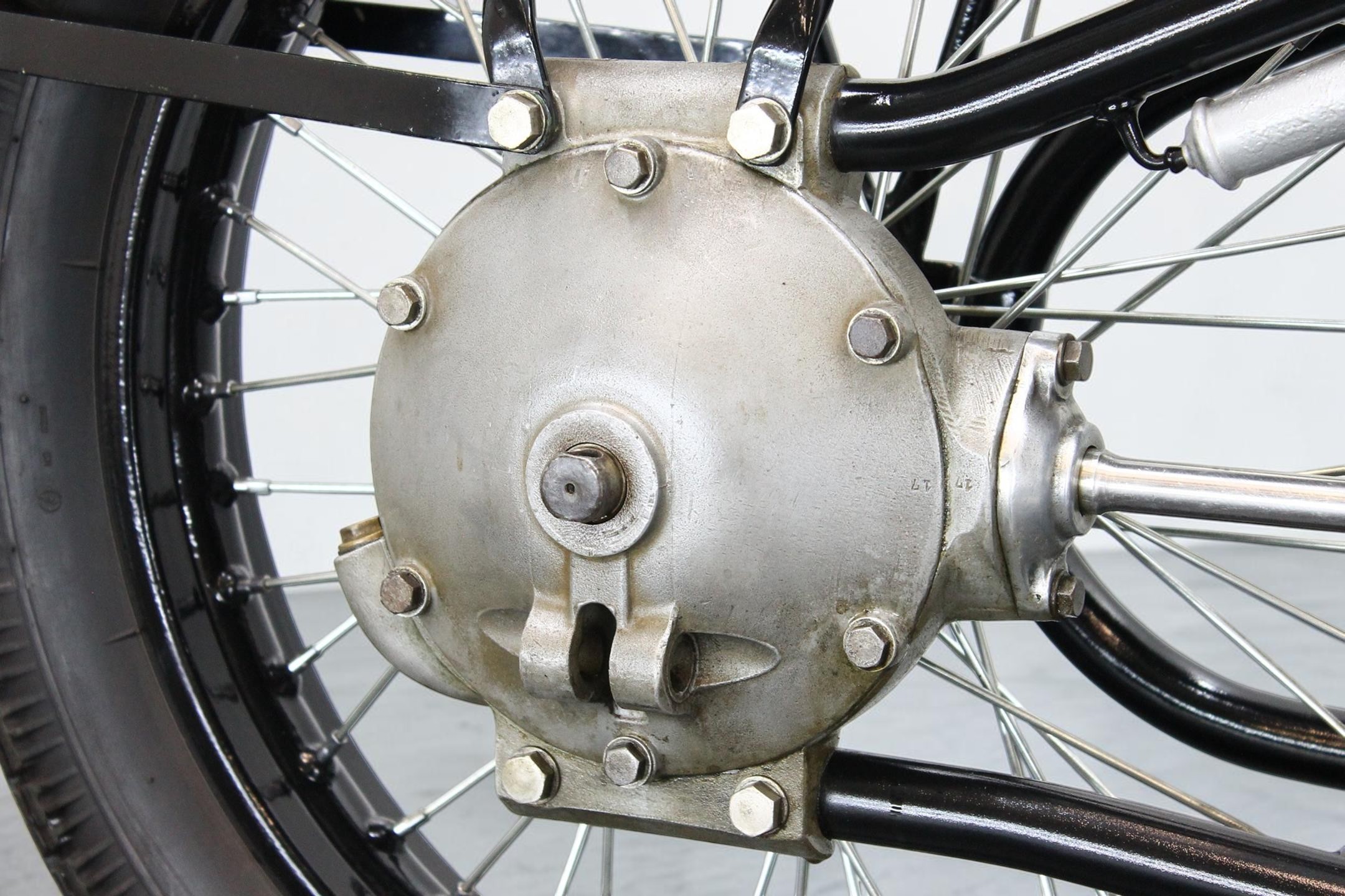 1928 BMW Model R42 rear wheel detail