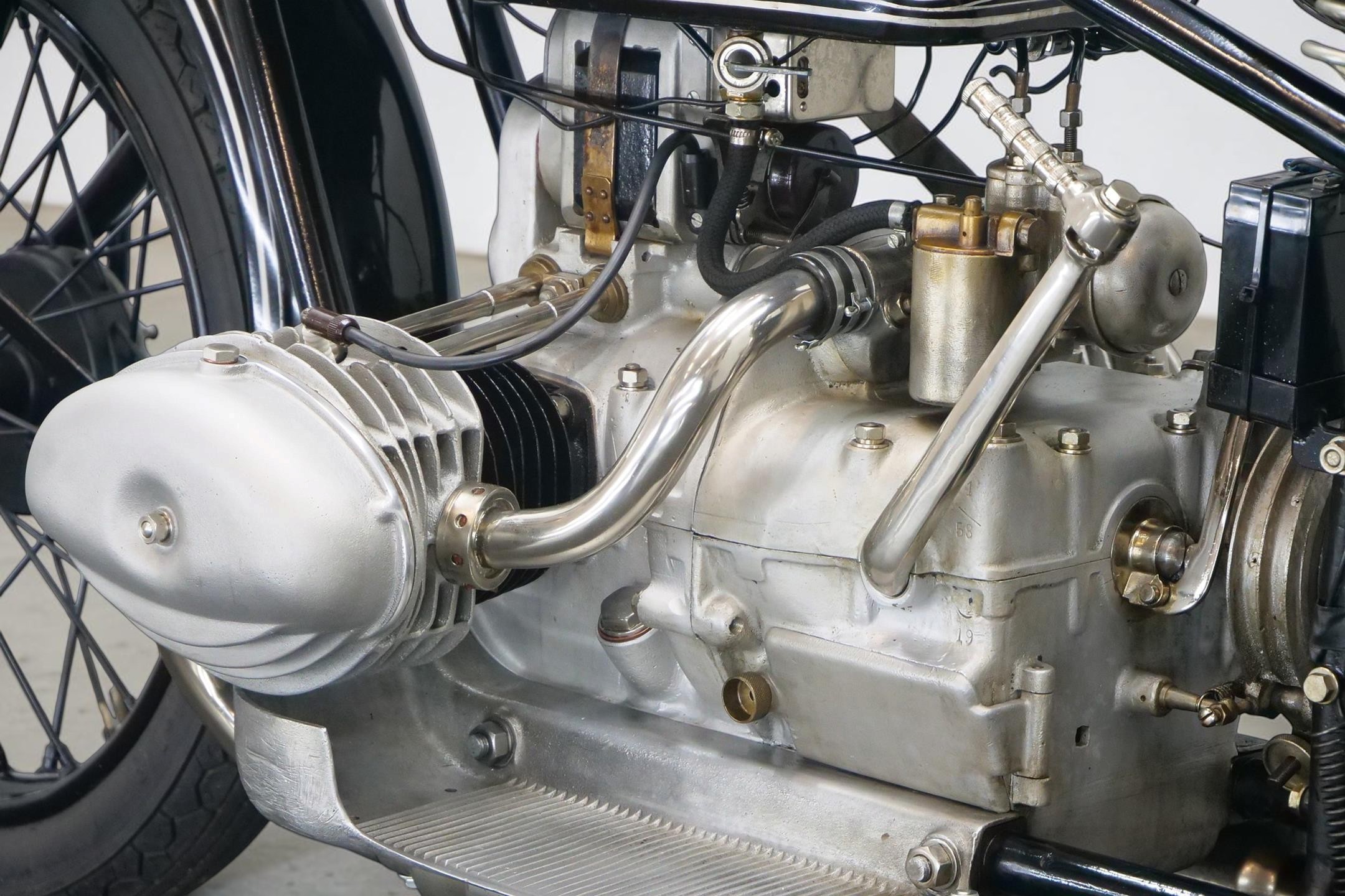 1928 BMW Model R47 engine close up view