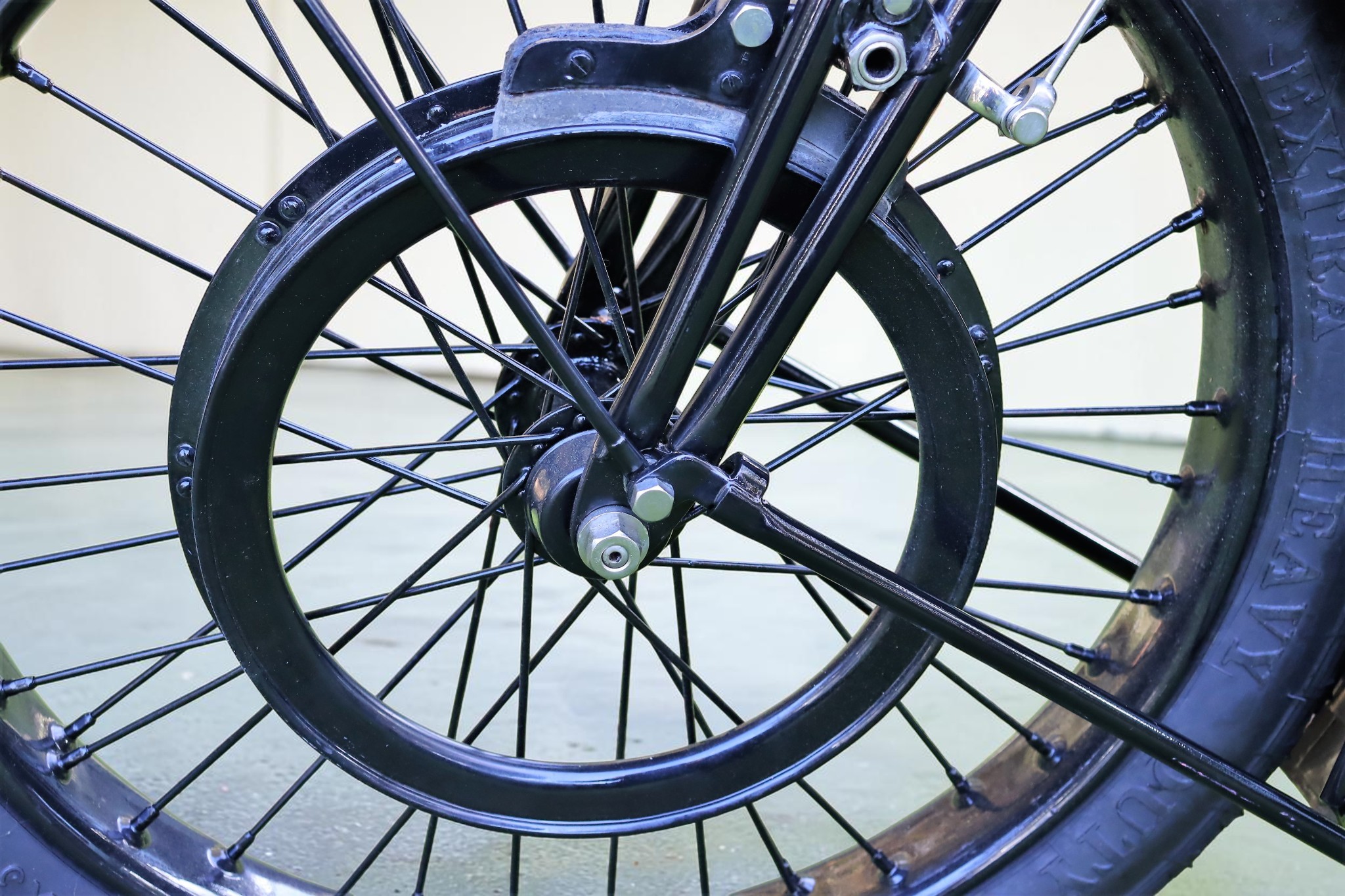 1925 Douglas Model OB front wheel detail