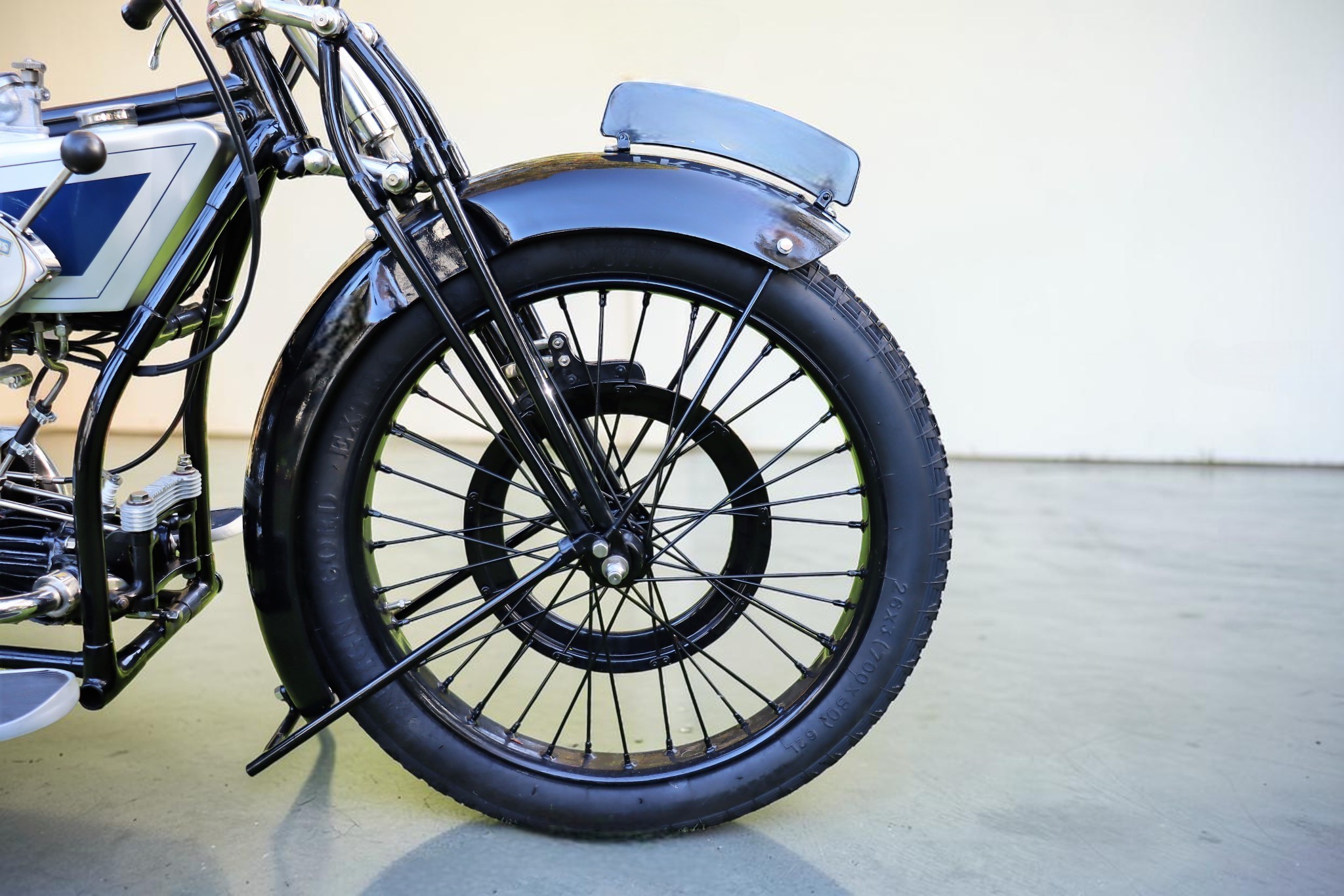 1925 Douglas Model OB front wheel detail