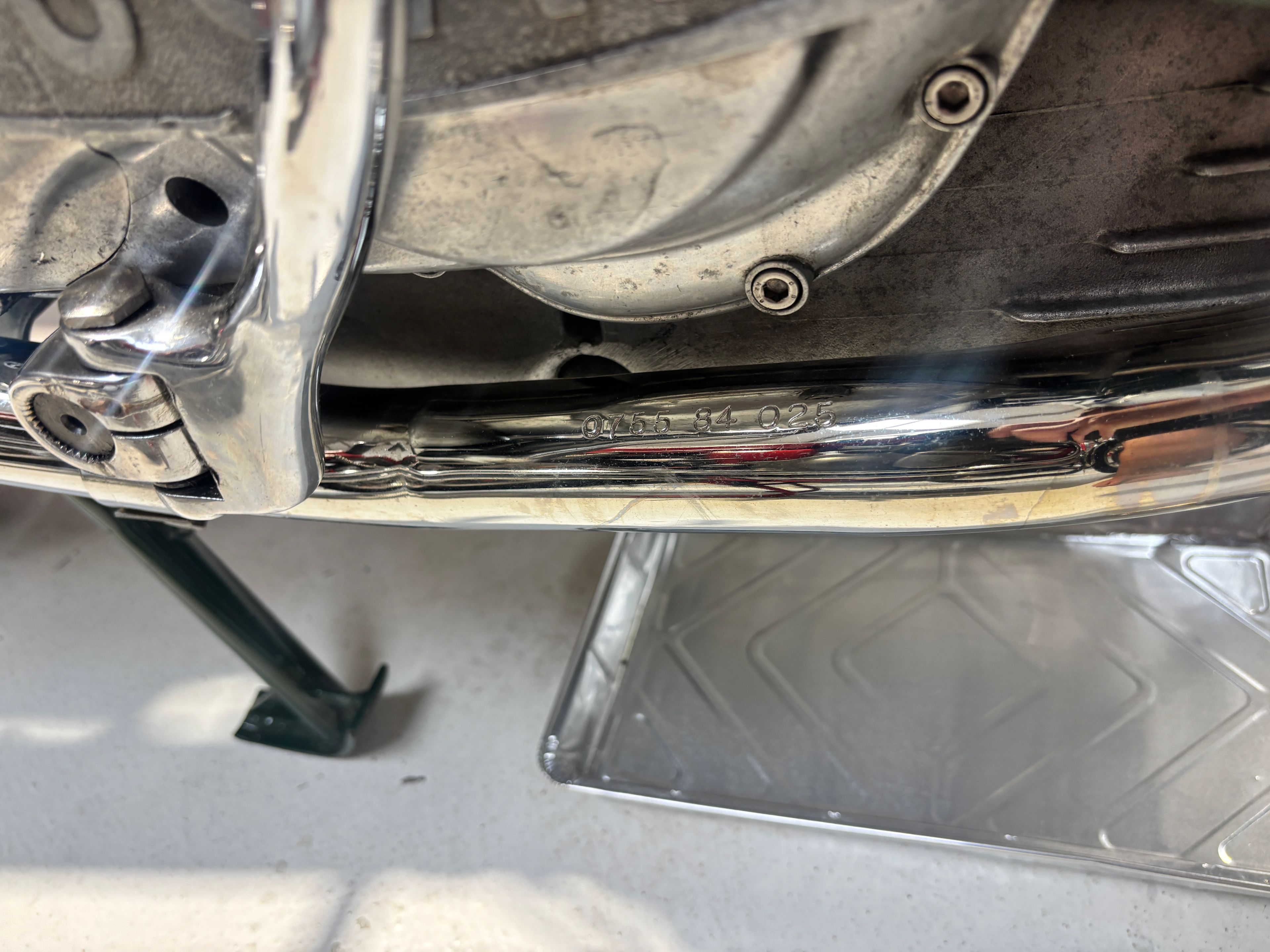 1974 Ducati 750SS engine exhaust detail