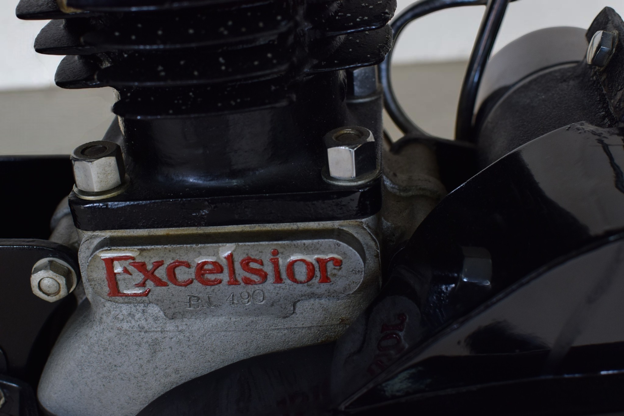 1934 Excelsior Model D7 Pathfinder engine logo