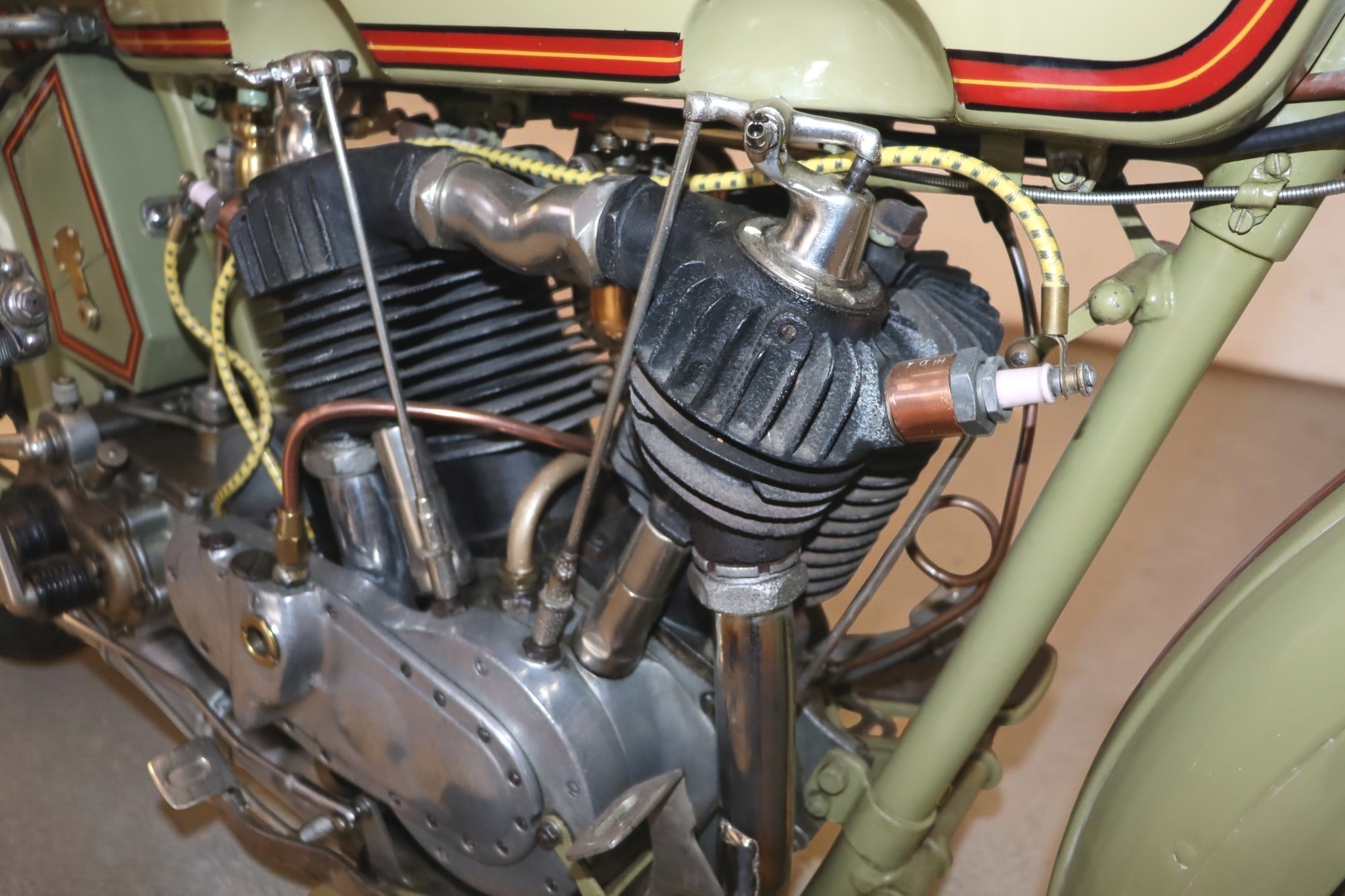 1916 Harley-Davidson Model 16F cylinders detail