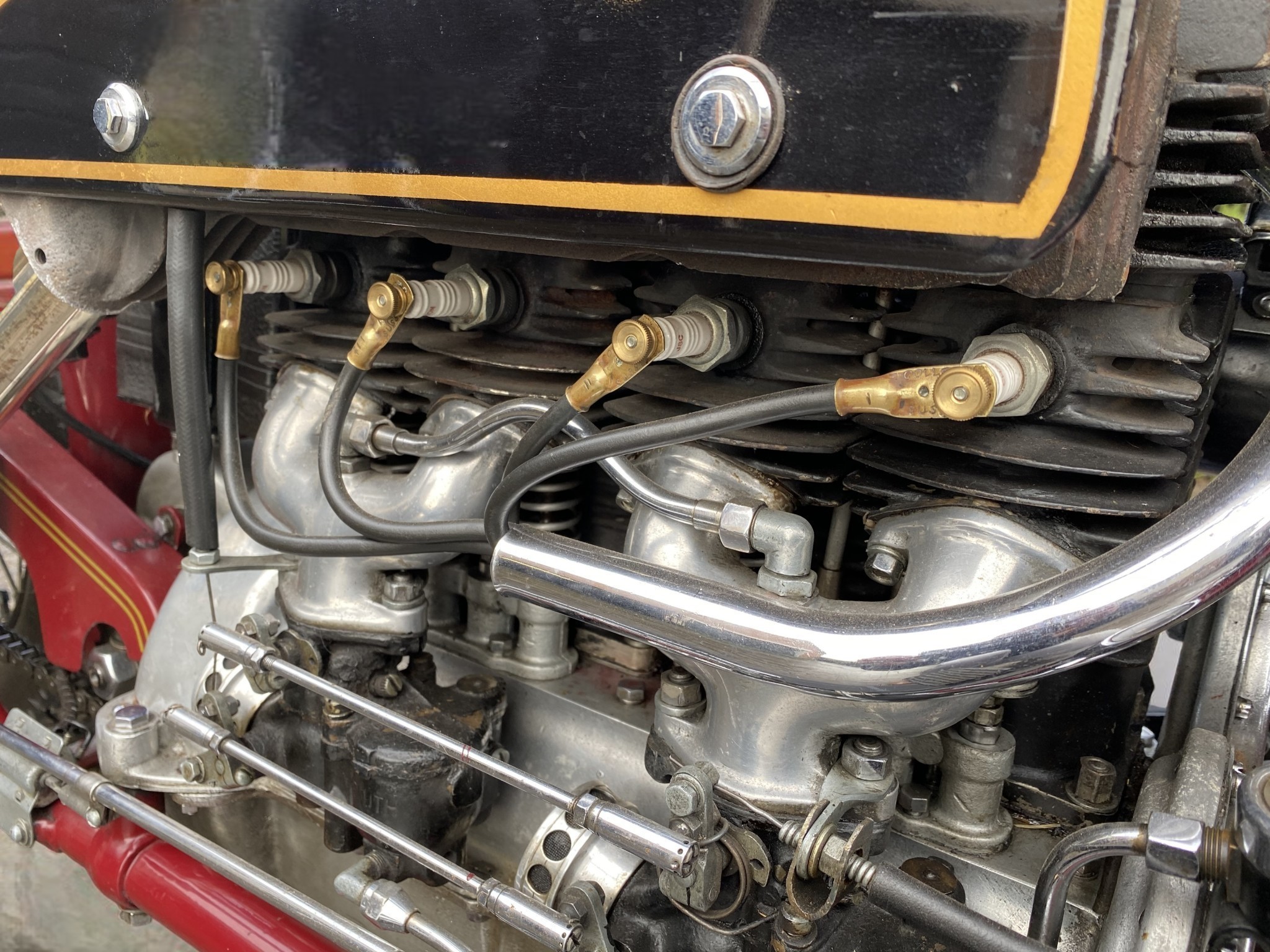 1937 Indian Four Model 437 all cylinders view