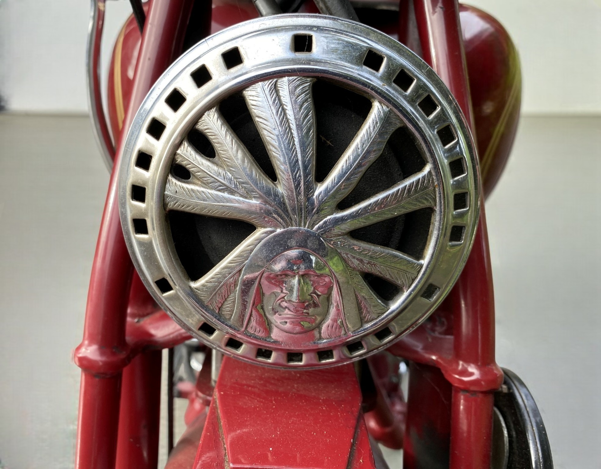 1937 Indian Four Model 437 engine horn detail