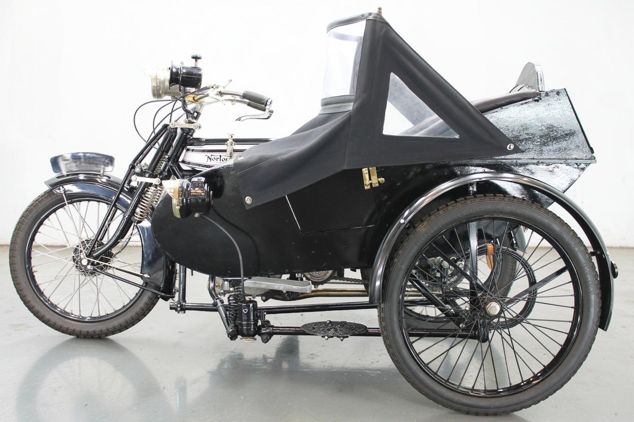 1925 Norton Big Four with Sidecar main left view