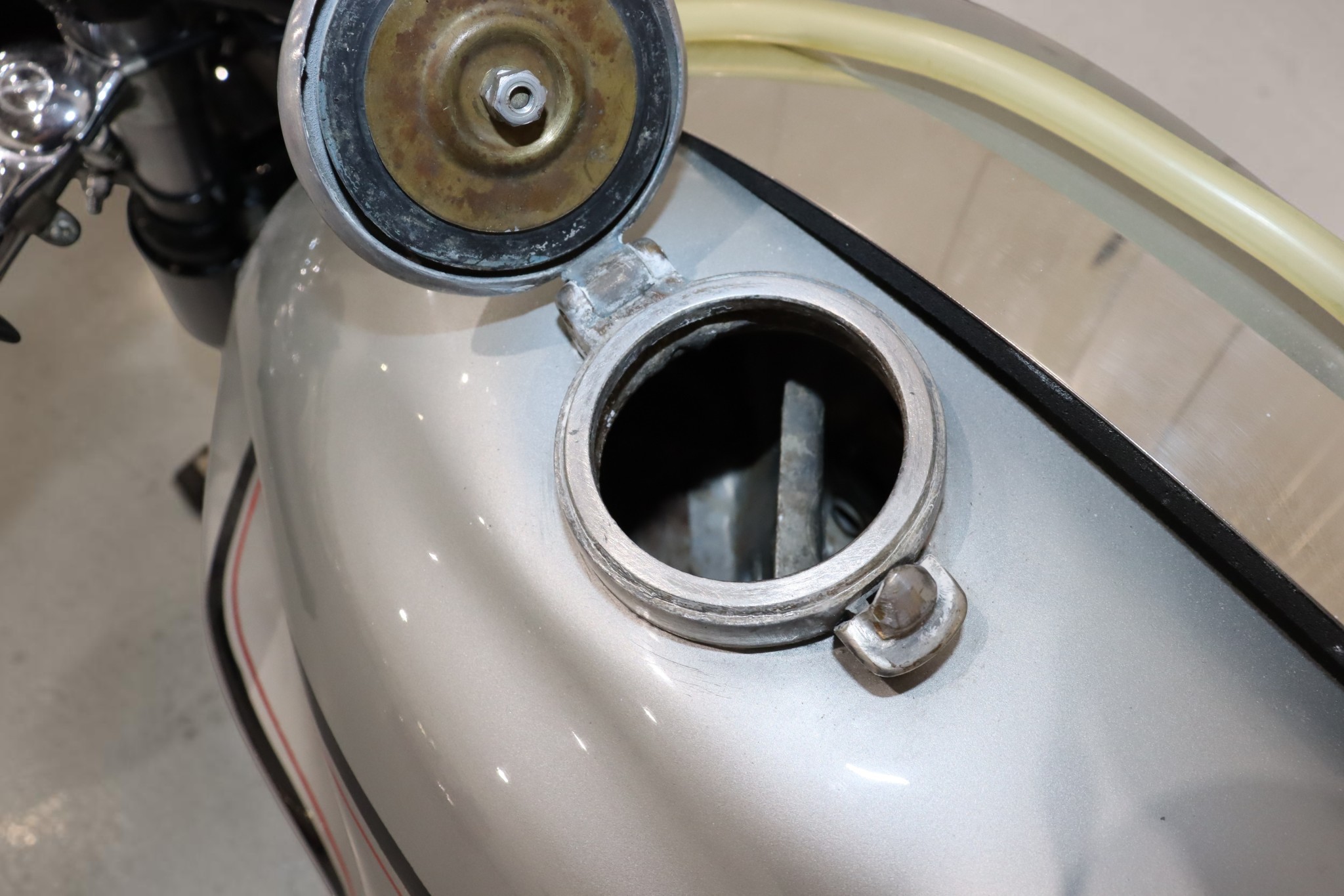 1955 Norton Manx Model 40M gas tank detail