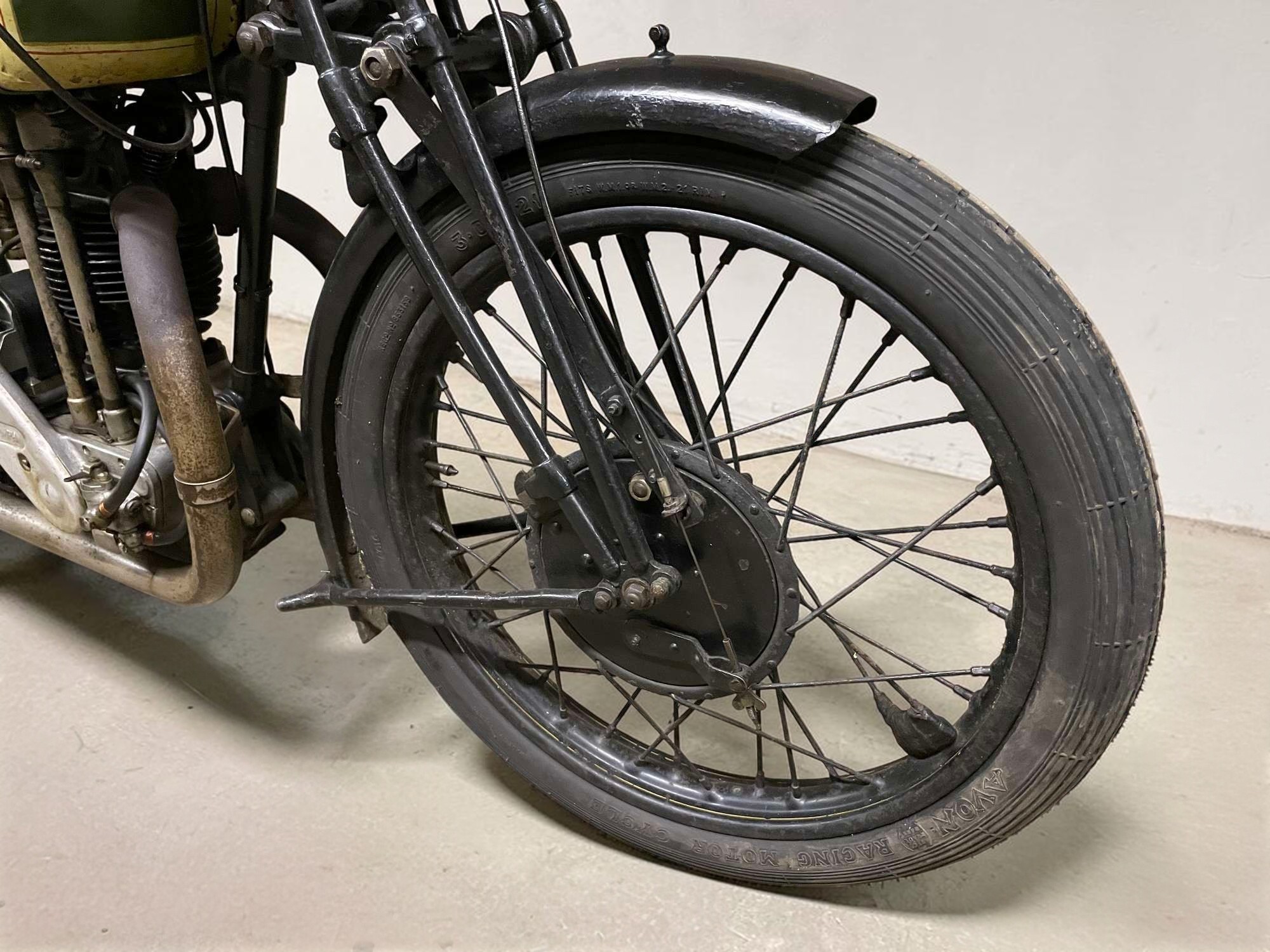 1927 Triumph Model TT front wheel view