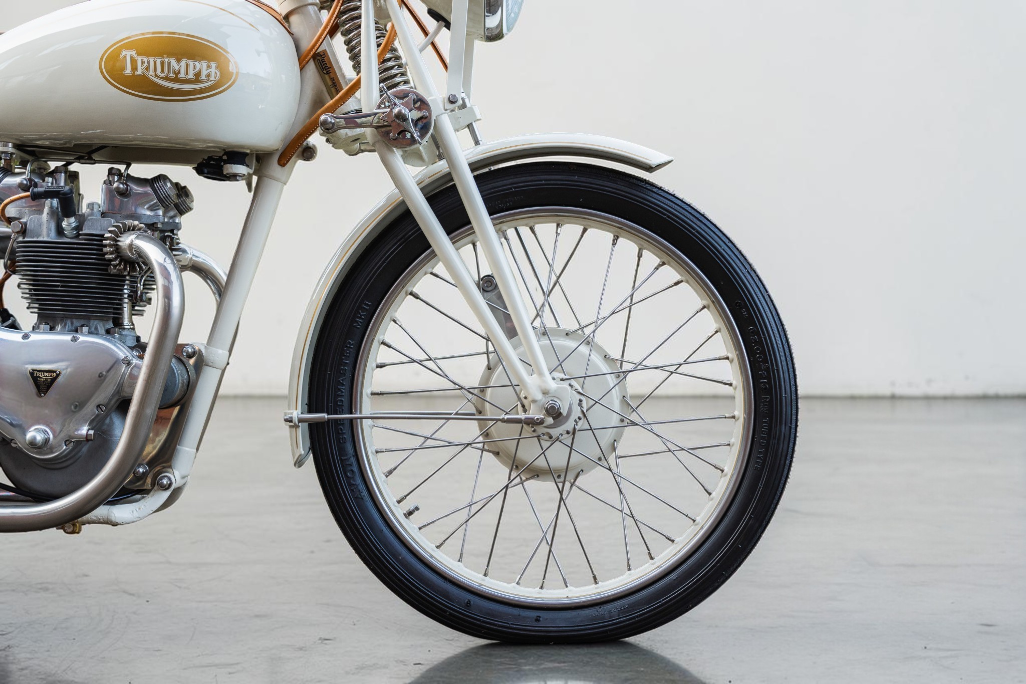 1946 Triumph Model T100 front wheel detail