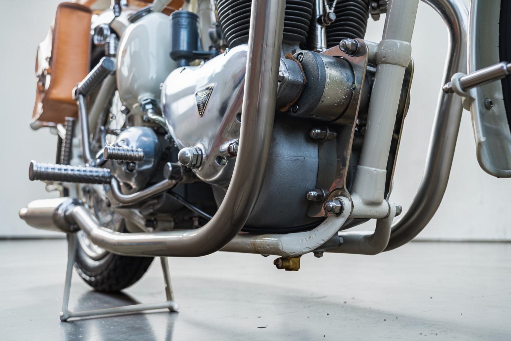 1946 Triumph Model T100 under engine view