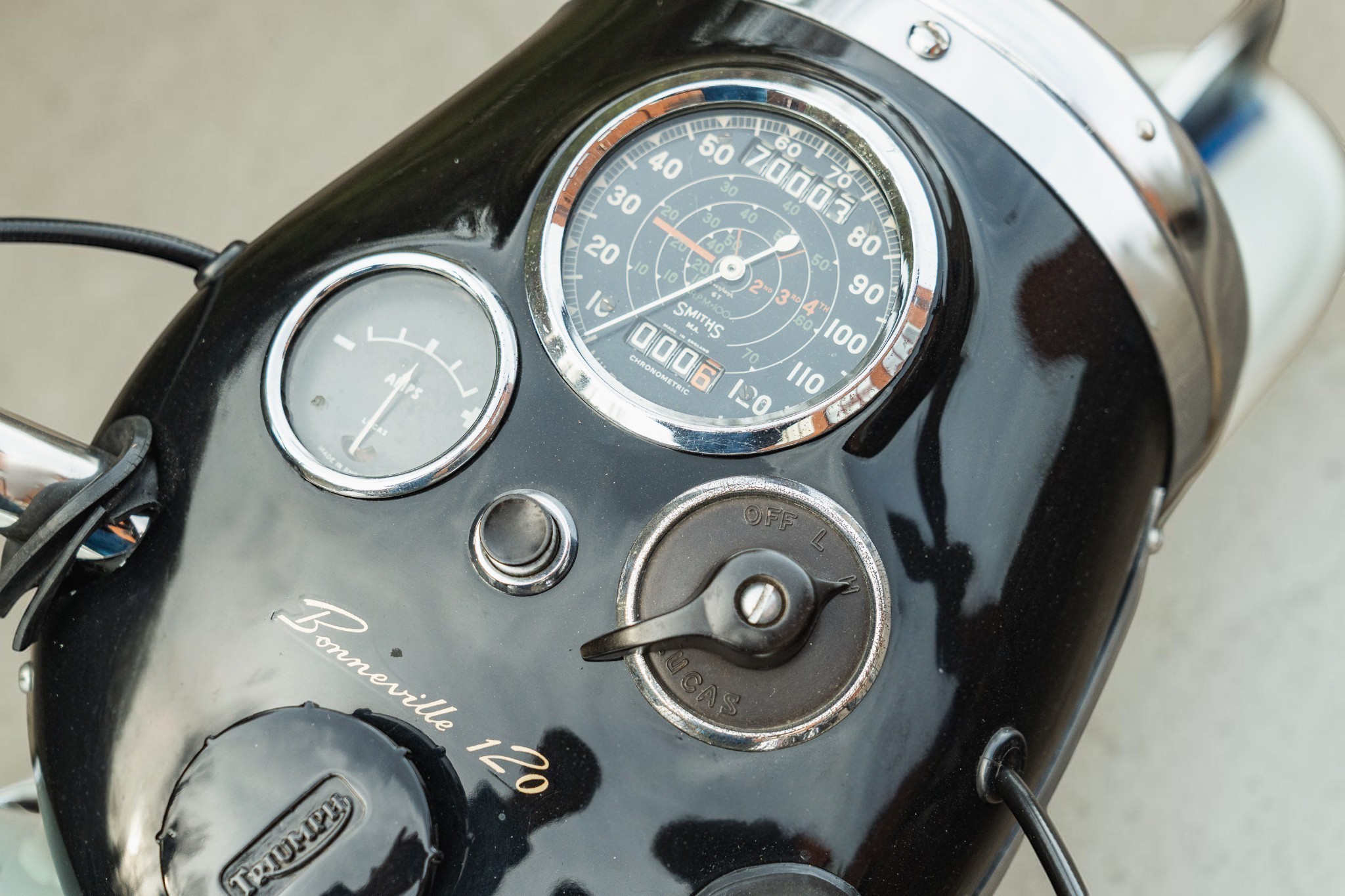 1959 Triumph Model T120 Bonneville odo detail