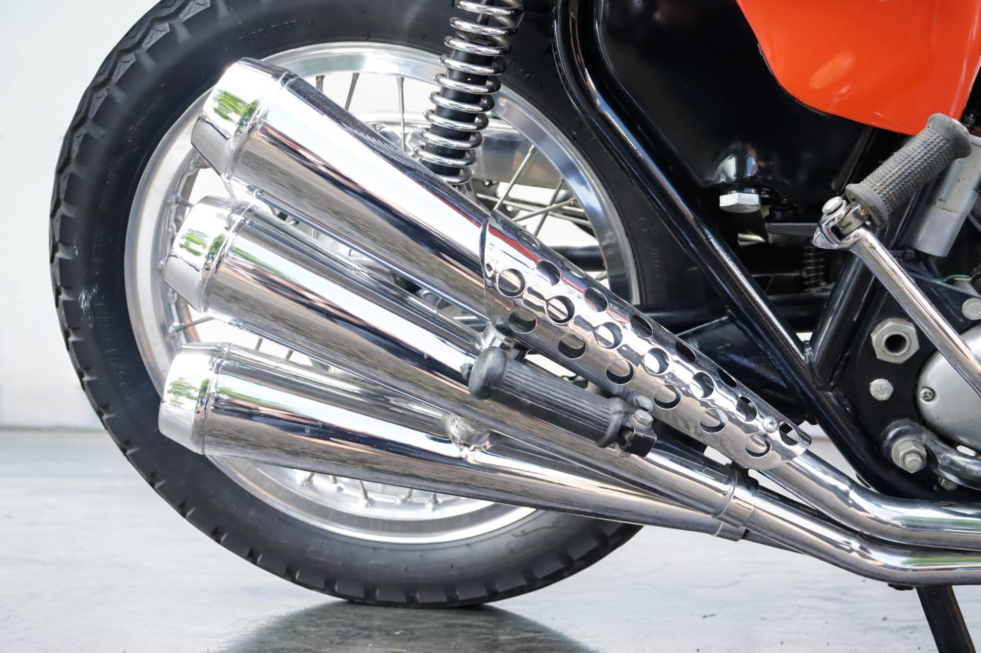 1973 Triumph Model X75 Hurricane exhausts detail