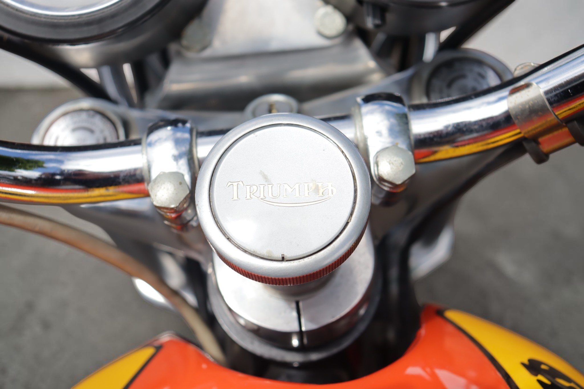 1973 Triumph Model X75 Hurricane handle logo view