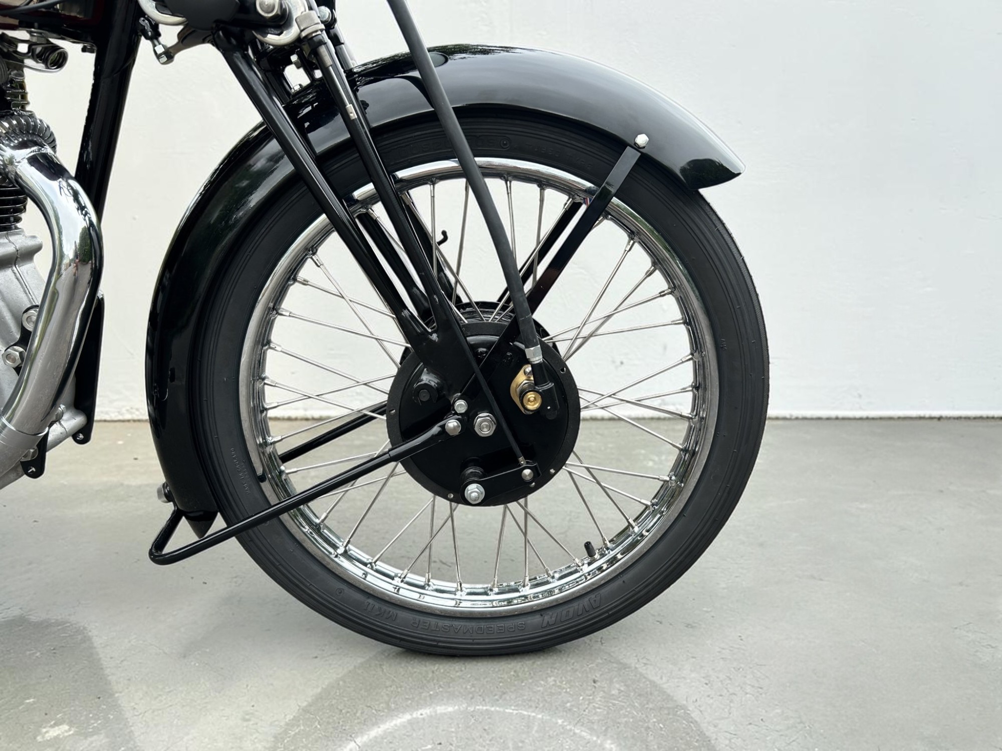 1939 Vincent-HRD Model Comet Series A 498cc front wheel view