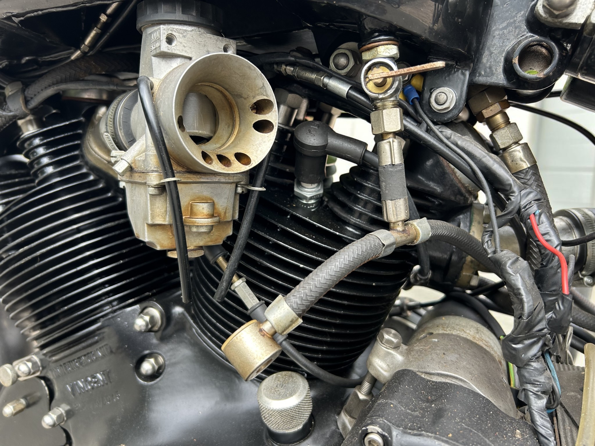 1952 Vincent Model Black Shadow Series C carburetor detail