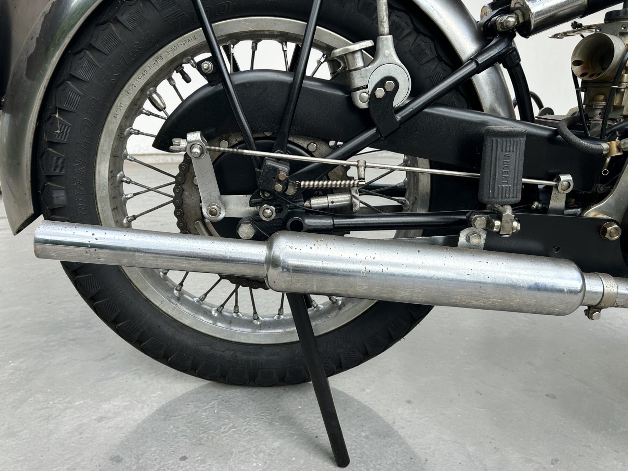 1952 Vincent Model Black Shadow Series C engine exhaust detail