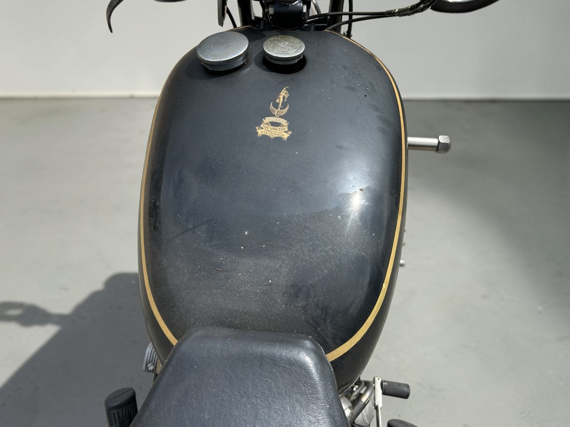 1952 Vincent Model Black Shadow Series C gas tank top view